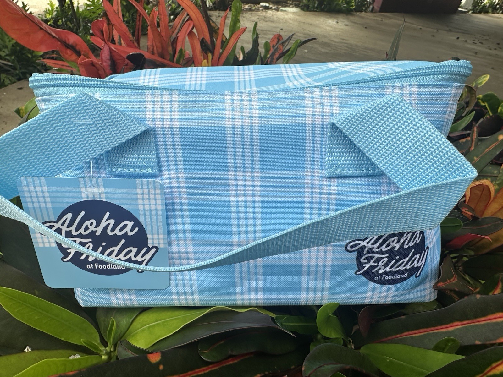 HAWAII EXCLUSIVE FOODLAND BABY BLUE PALAKA REUSABLE INSULATED LUNCH BAG TOTE NEW