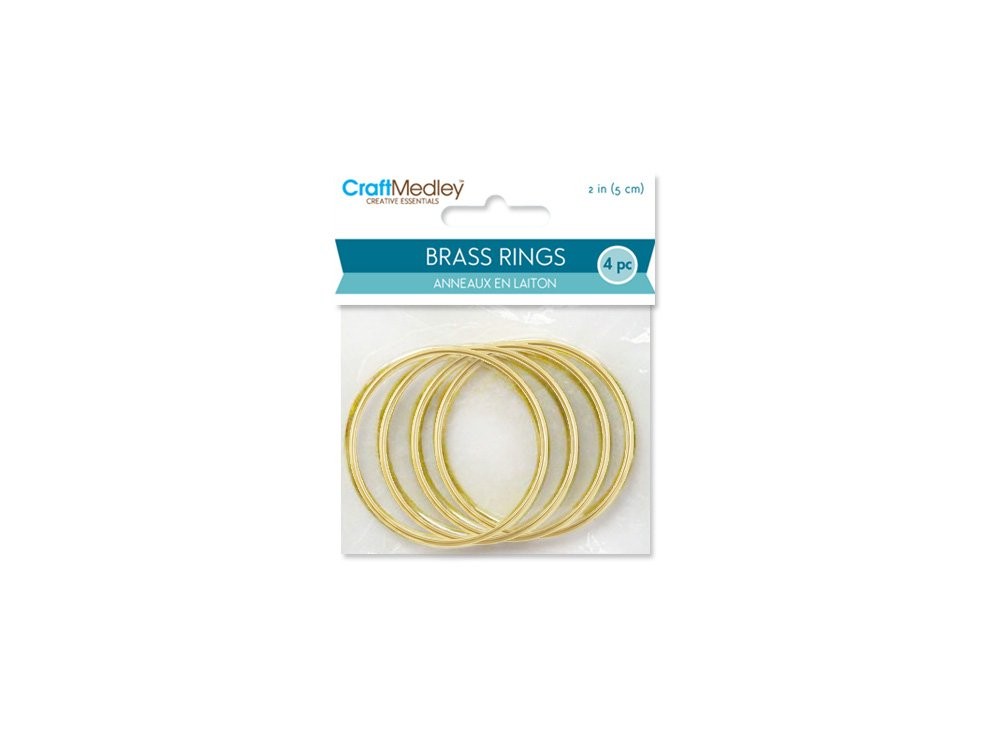 WR101 4 Piece Round Brass Plated Rings 2 Inch Size DIY Craft Accessory Hardware