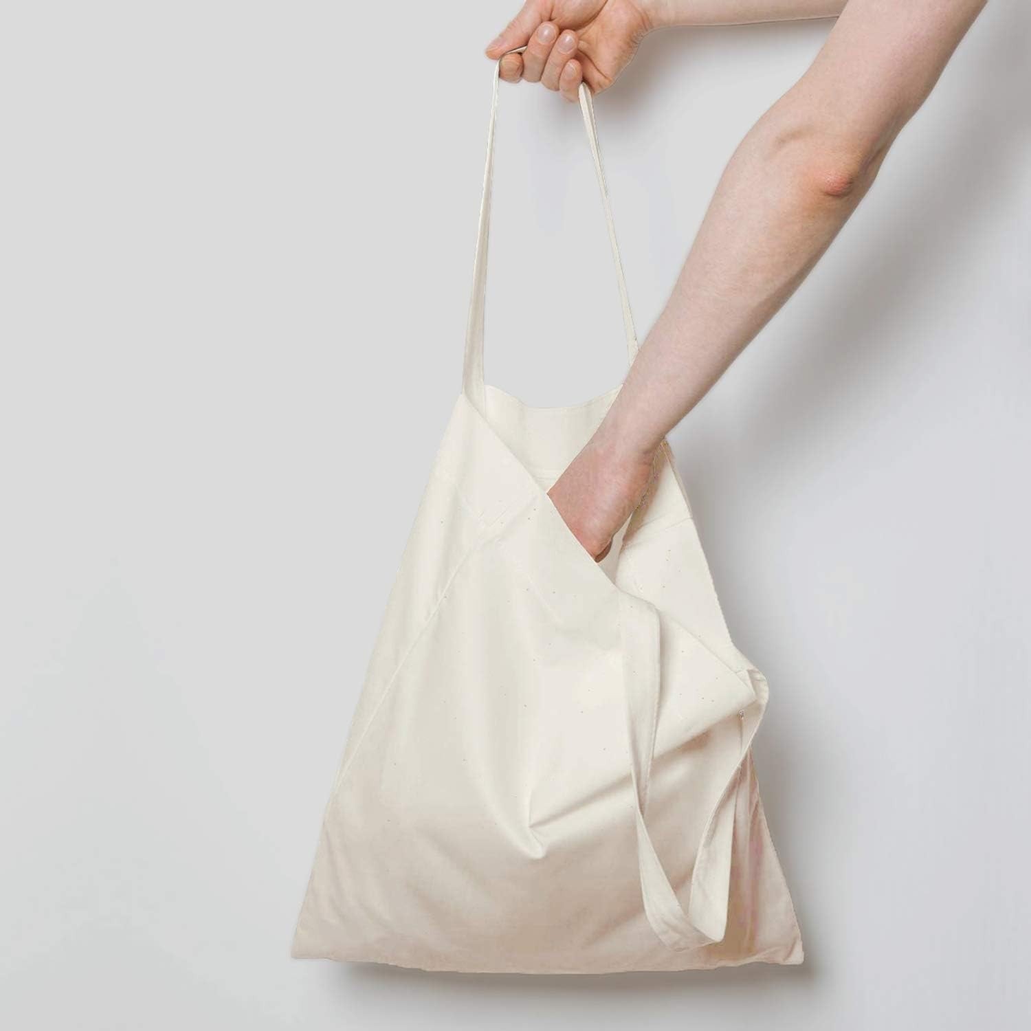 25 Pack 15” X 16” Natural Cotton Tote Bags, Lightweight Blank Bulk Cloth ba…
