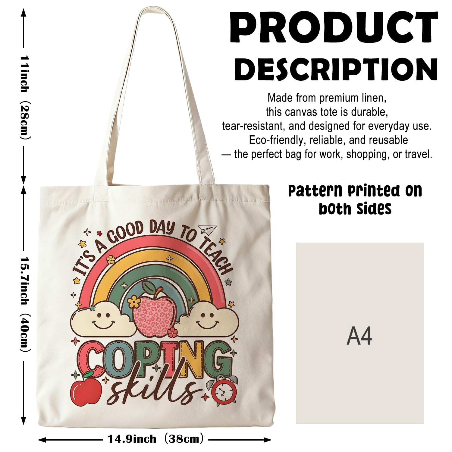 Boho Teacher Tote Bag, Teacher Appreciation Gifts Canvas Tote Bags, Coping Sk…