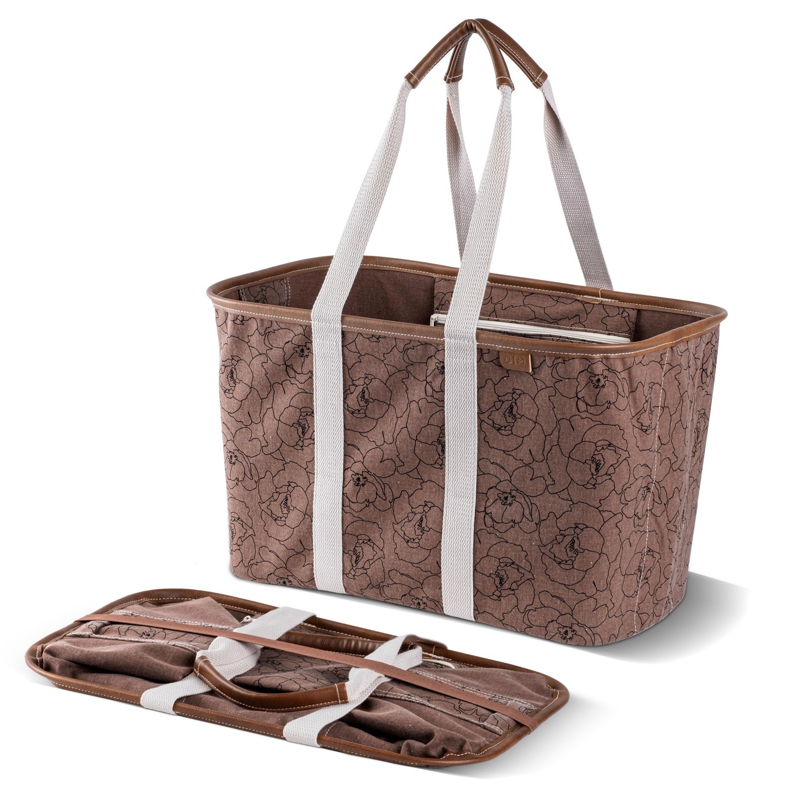 Collapsible LUXE Tote, 30L Foldable Grocery Shopping Bag with Structured Fram…