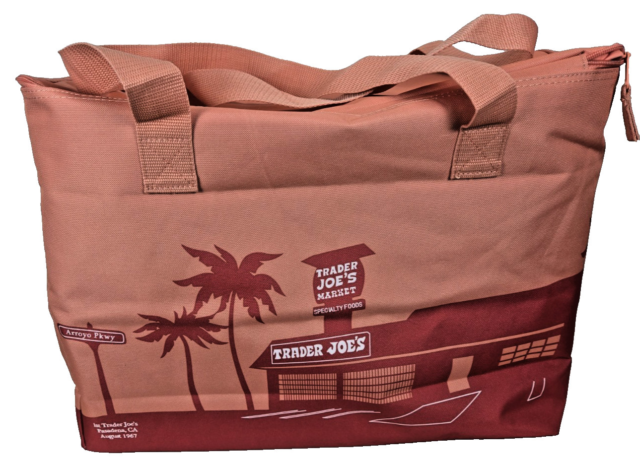 Trader Joe’s Lge Reuseable Insulated Tote Bag 8 Gallon Peach-Pink Pasadena NWT