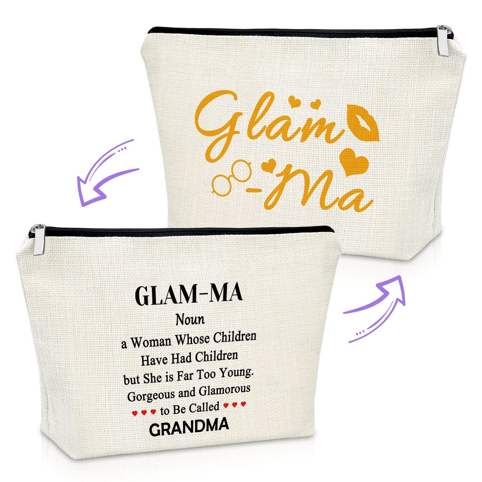 Sazuwu Grandma Gifts from Grandkids Makeup Bag First Mothers Day Glam-ma NO.1