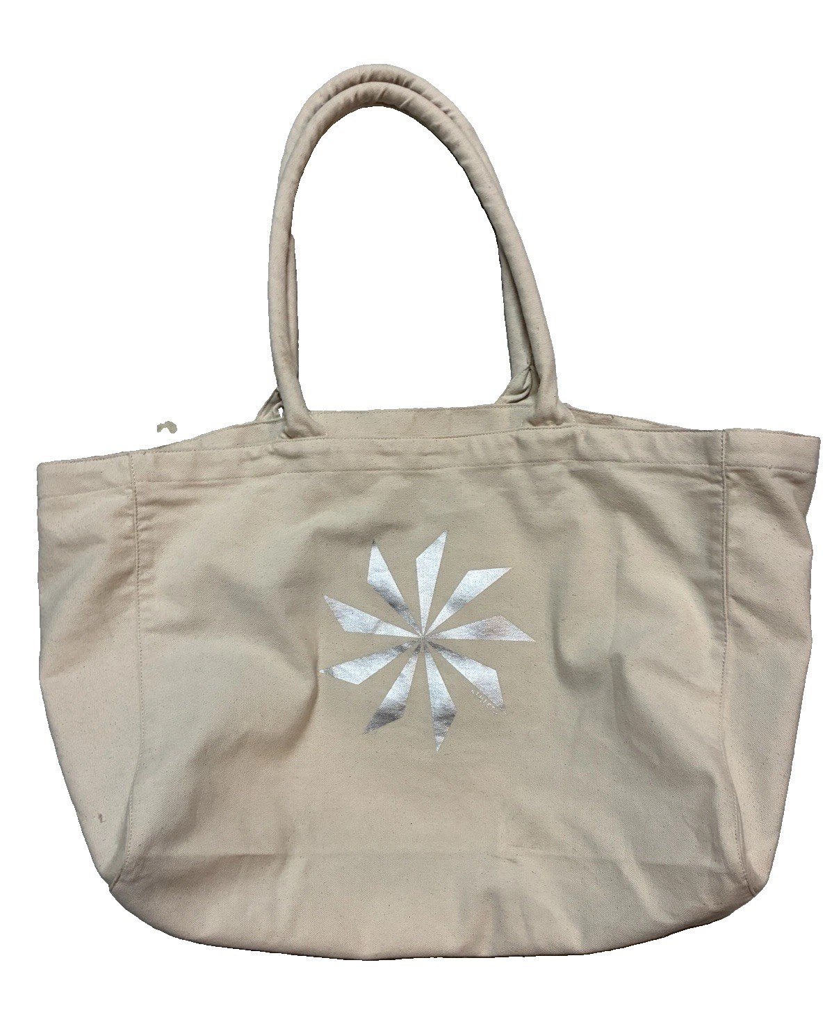 Athleta Beige Cotton Reusable Tote Bag Geometric 25L 22.5 x 16.5 x 6 in