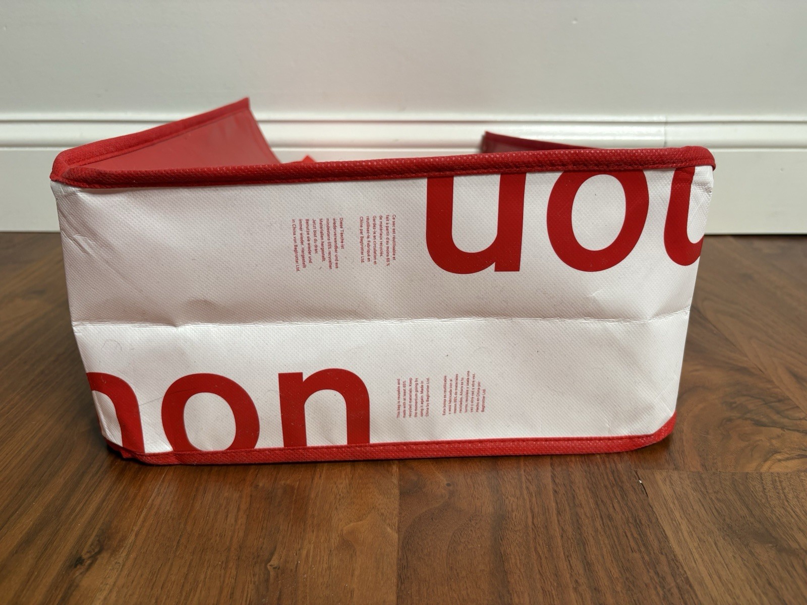 Lululemon Reusable Shopping Bag Large Red And White Logo