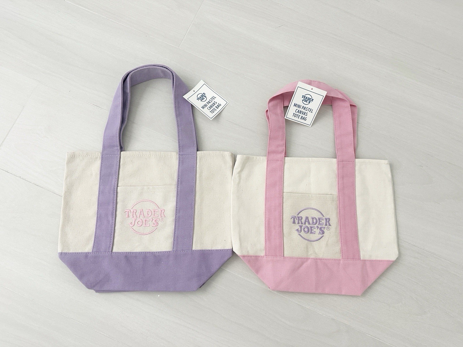 NWT Trader Joe’s Mini Tote Bag Set of 2 – Lavender/Purple & Pink