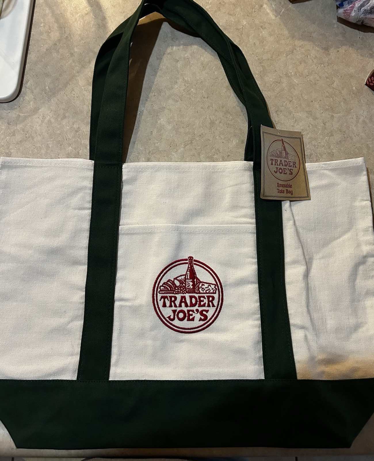 Trader Joe’s Bag Canvas Reusable Heavy Cotton Basic Style Shopping Green Large