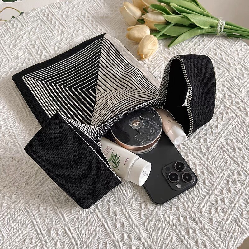 Square Patten▪️◼️⬛️shopping bags – Elastic – Environmental – Black&White