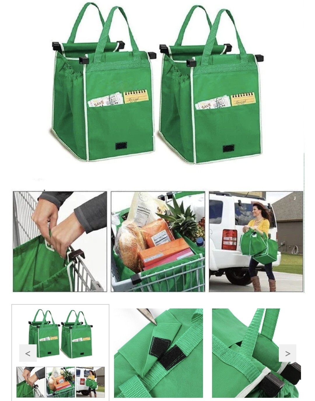 Reusable Shopping Bags Green Eco Foldable Handle Trolley Bag Grocery