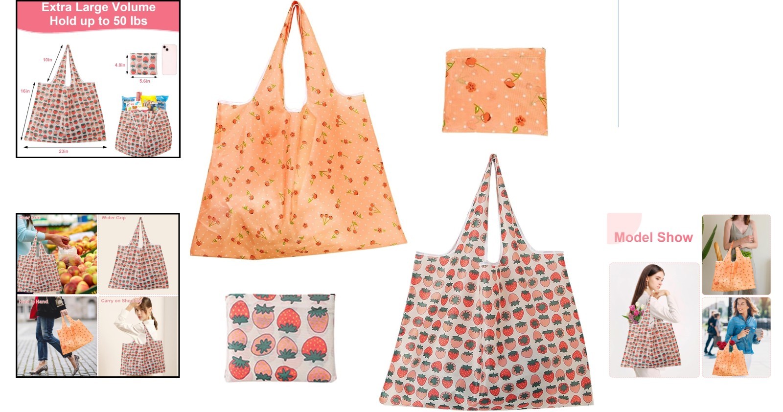 Stylish Extra Large 50 lbs Foldable Reusable Grocery Bags – Eco-Friendly Duo