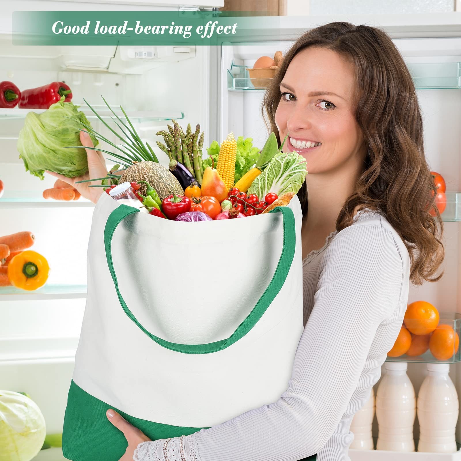 Epakh 12 Pcs Canvas Tote Bags Bulk 18.5 x 15 Inch Reusable Grocery Shopping B…