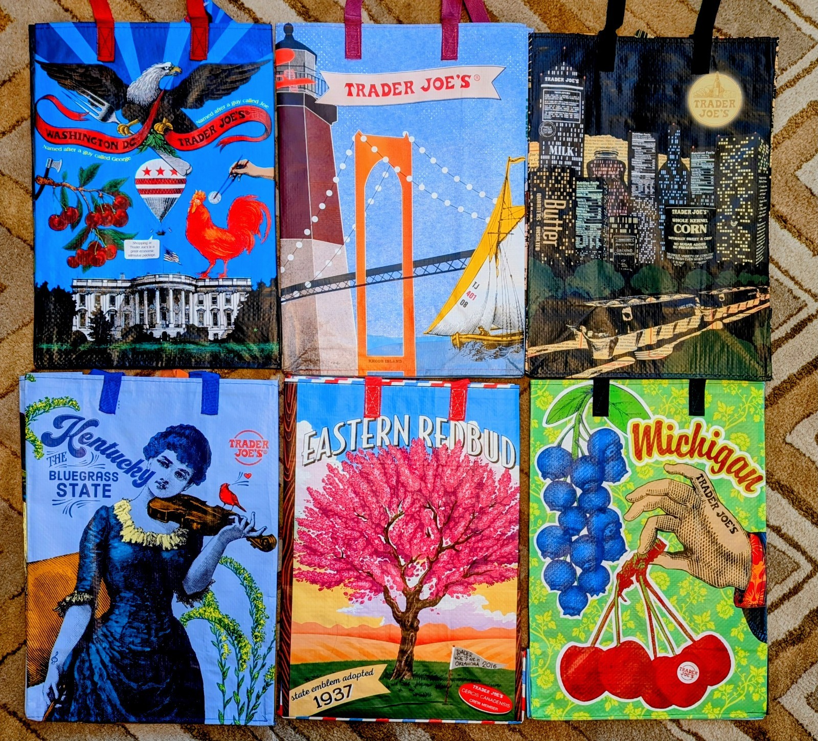 NEW Trader Joe’s reusable shopping bags, pack of 6