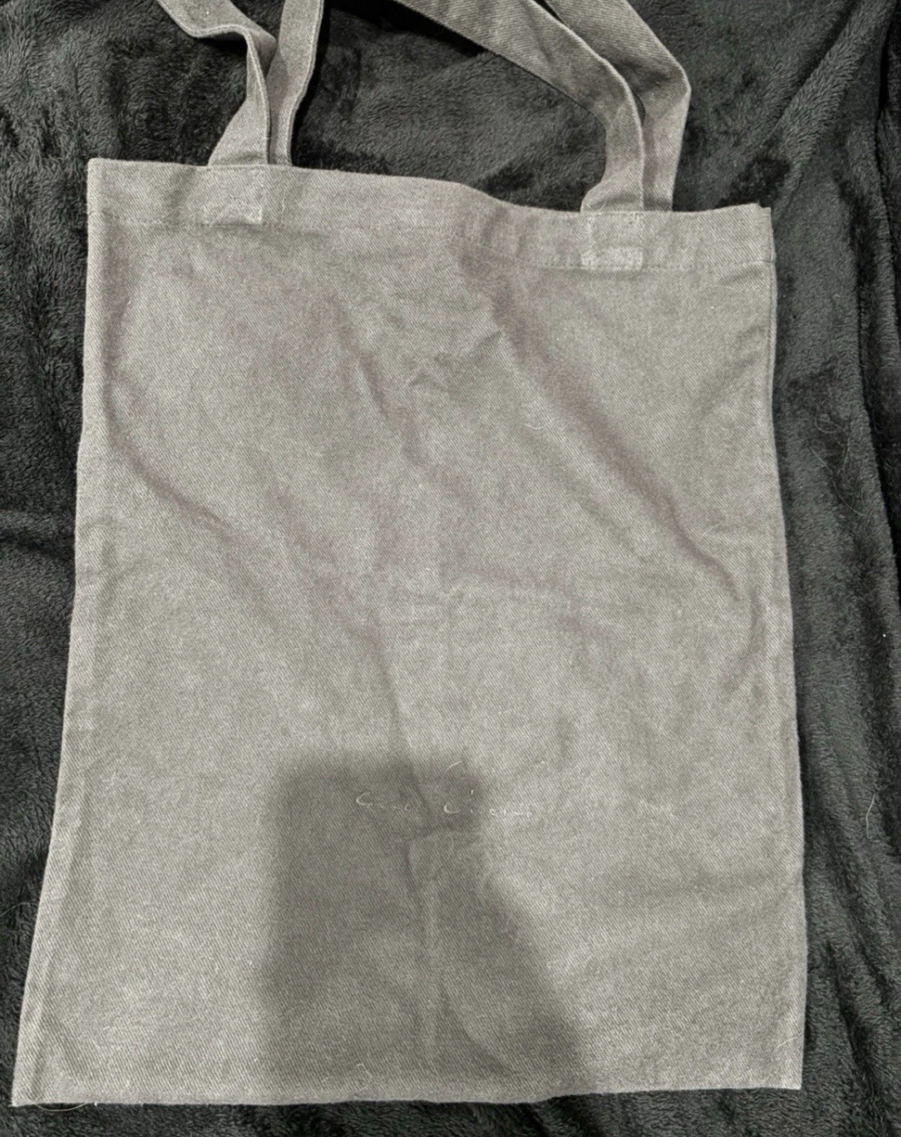 Rick Owen’s Gray Canvas Foldable Reusable Shopping Bag Solid Plain