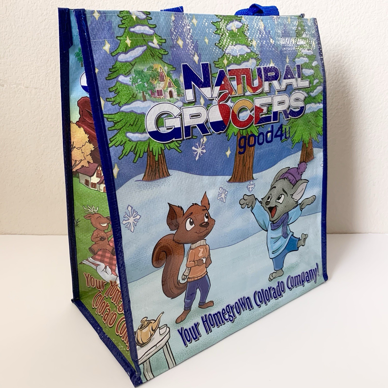Natural Grocers 4 seasons graphic Reusable Tote Heavy Duty Holds 50 lbs colorado