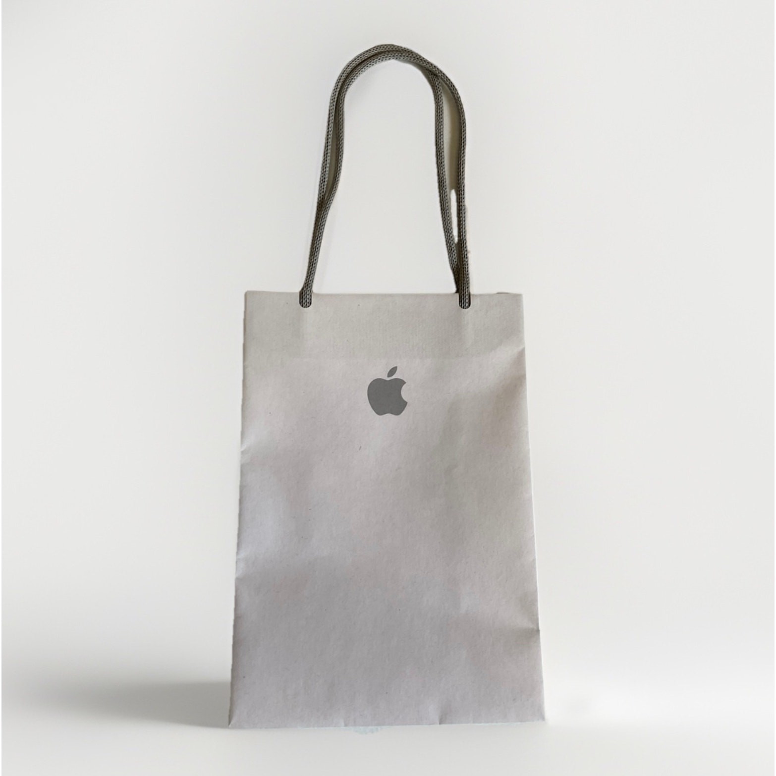 Apple Store Shopping Bag Small White Gift Bag Gray Rope Handles 8.75 × 6 × 3.2in