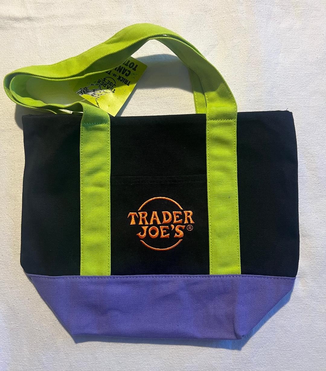 Trader Joes Mini Canvas 2 Piece Tote Bag Set Multicolor Fall/ Halloween NWT!
