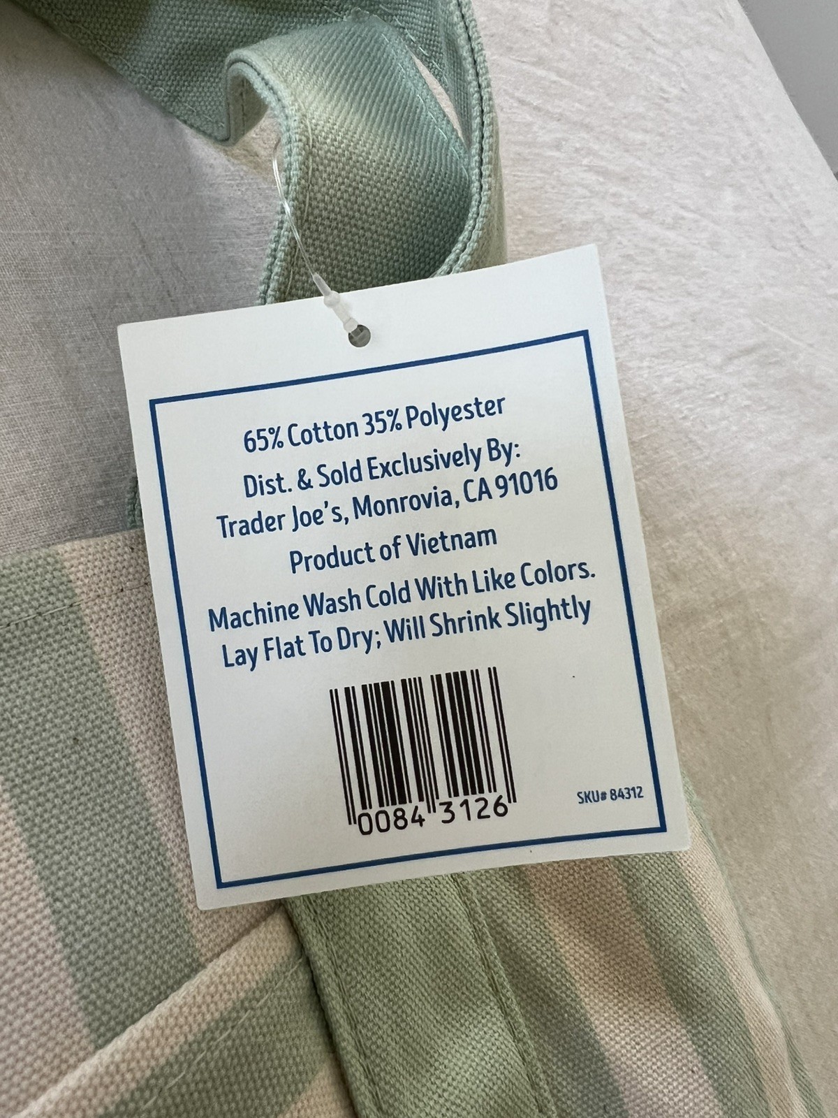 Trader Joe’s Limited Mini Canvas Pastel Striped Tote Bag 2026 Green