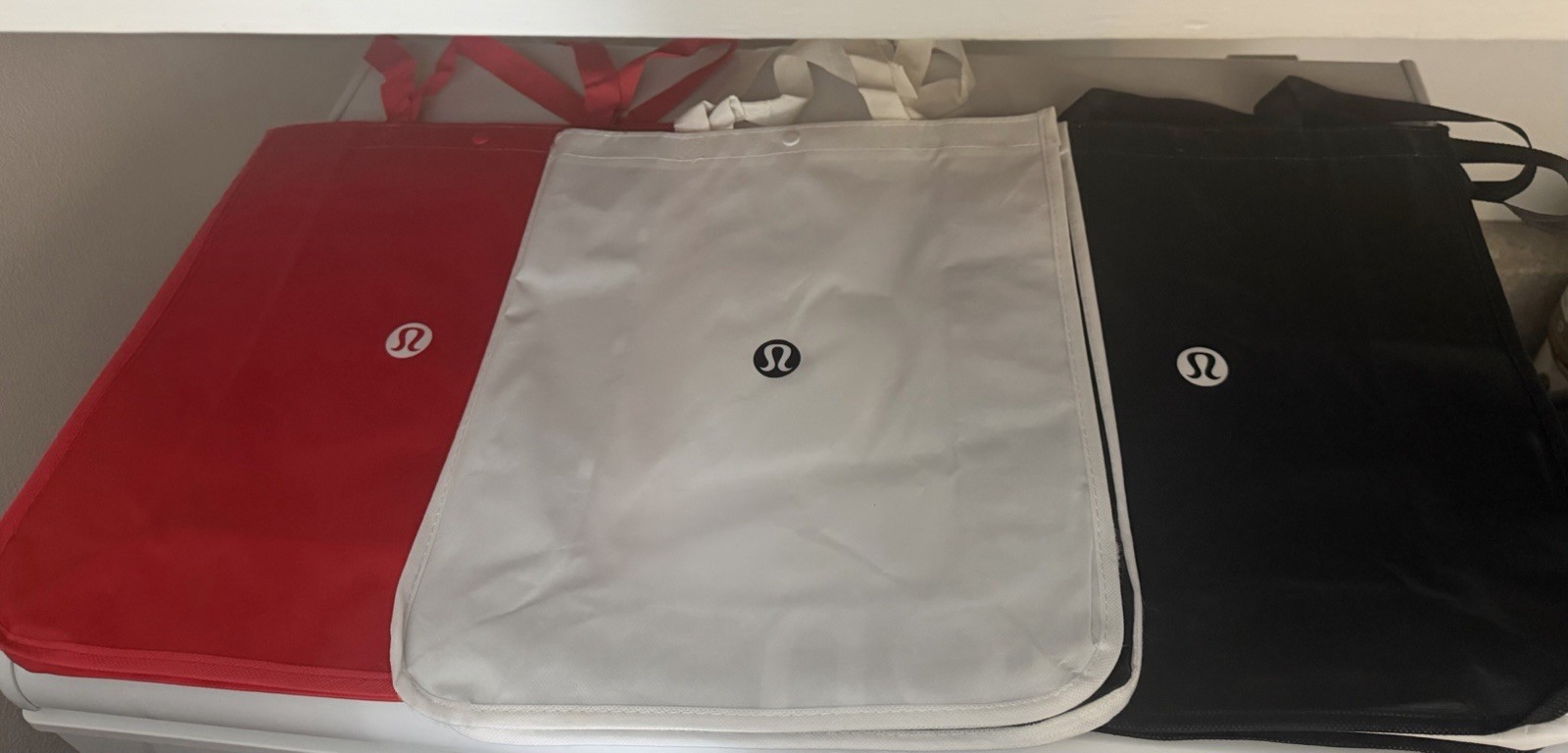 Lululemon Large Reusable Shopping Tote Bag Red, Black & White Lot 3