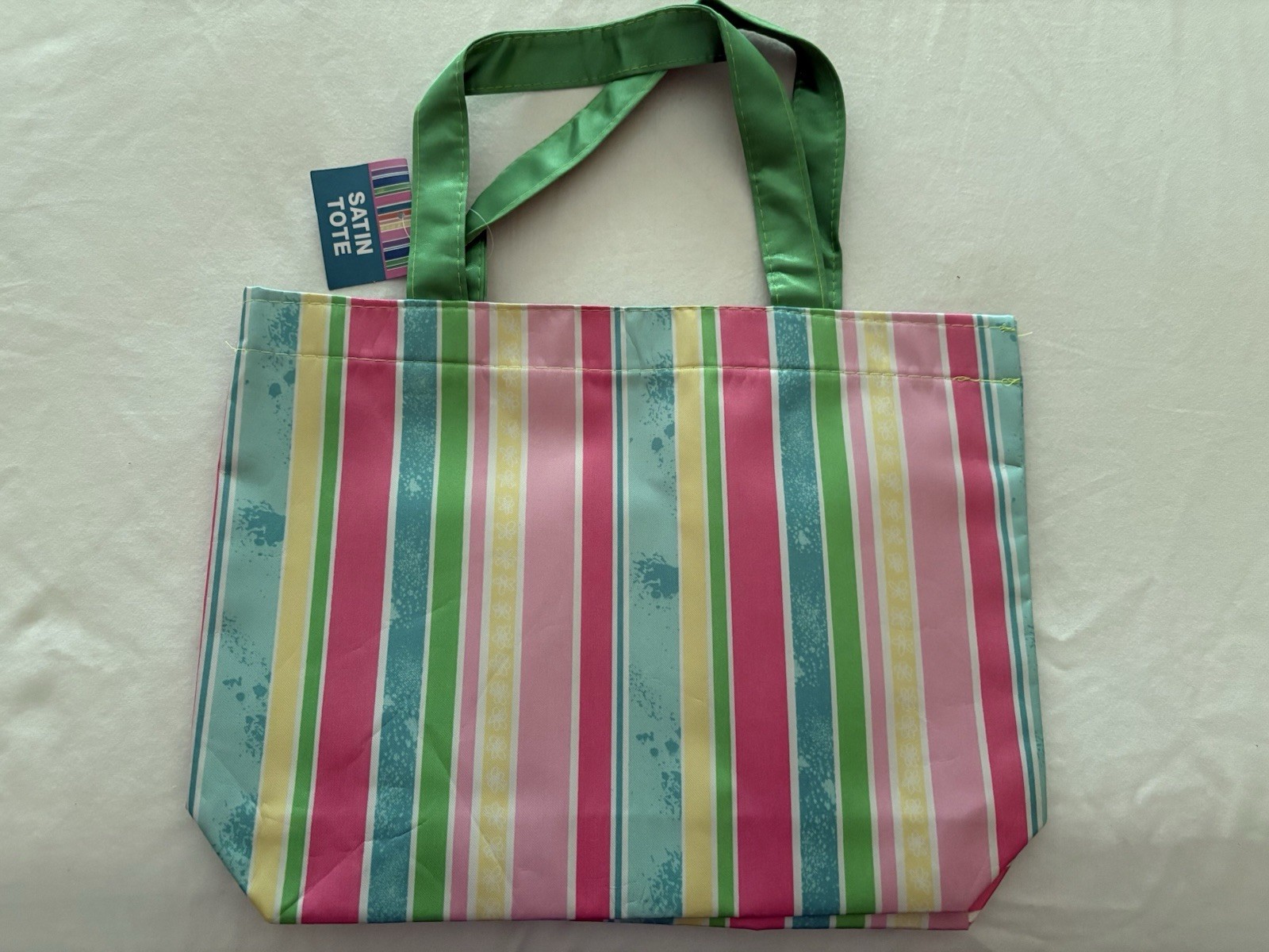 Striped Multi-color Satin Reusable Tote Bag