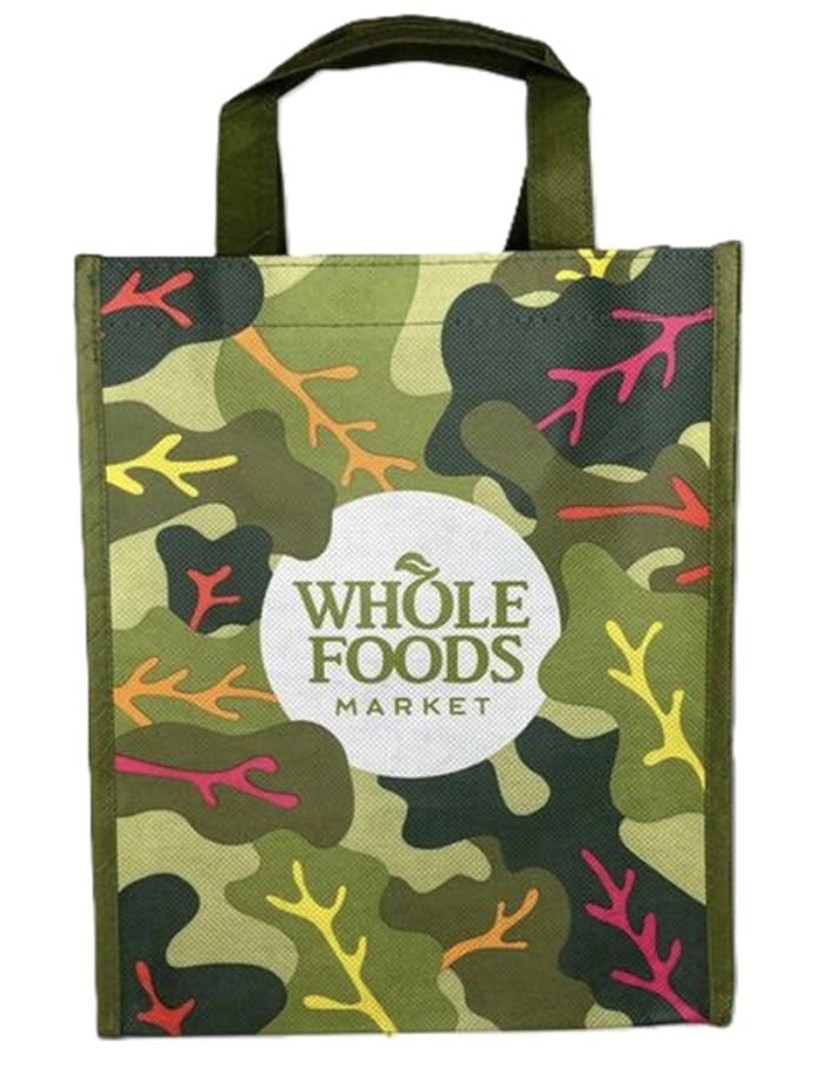 Whole Foods Market Camouflage Foldable Reusable Small Tote Bags NEW!