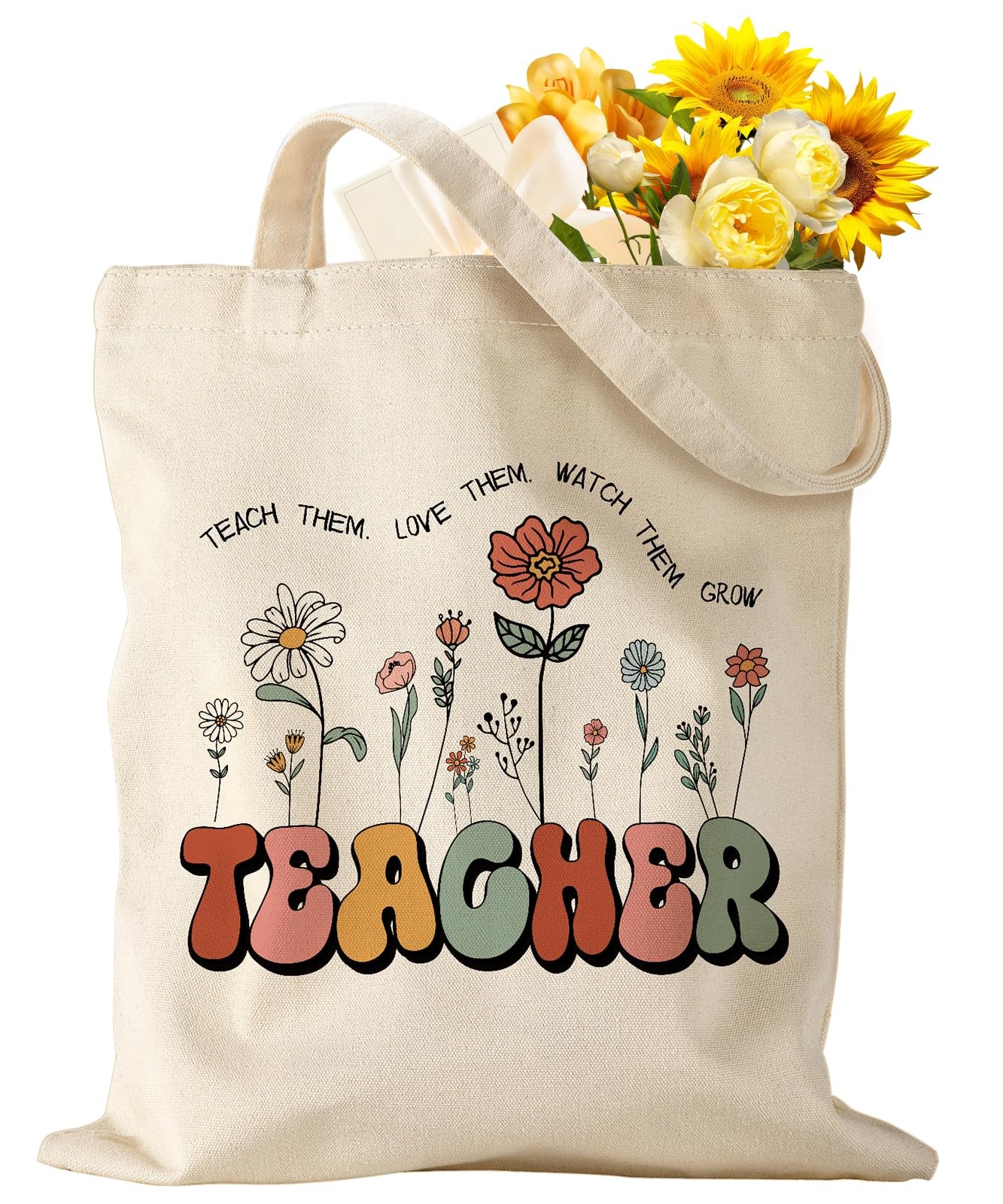 Teacher Tote Bag – Aesthetic Cute Women Canvas Totes Teacher Thankful Appreci…
