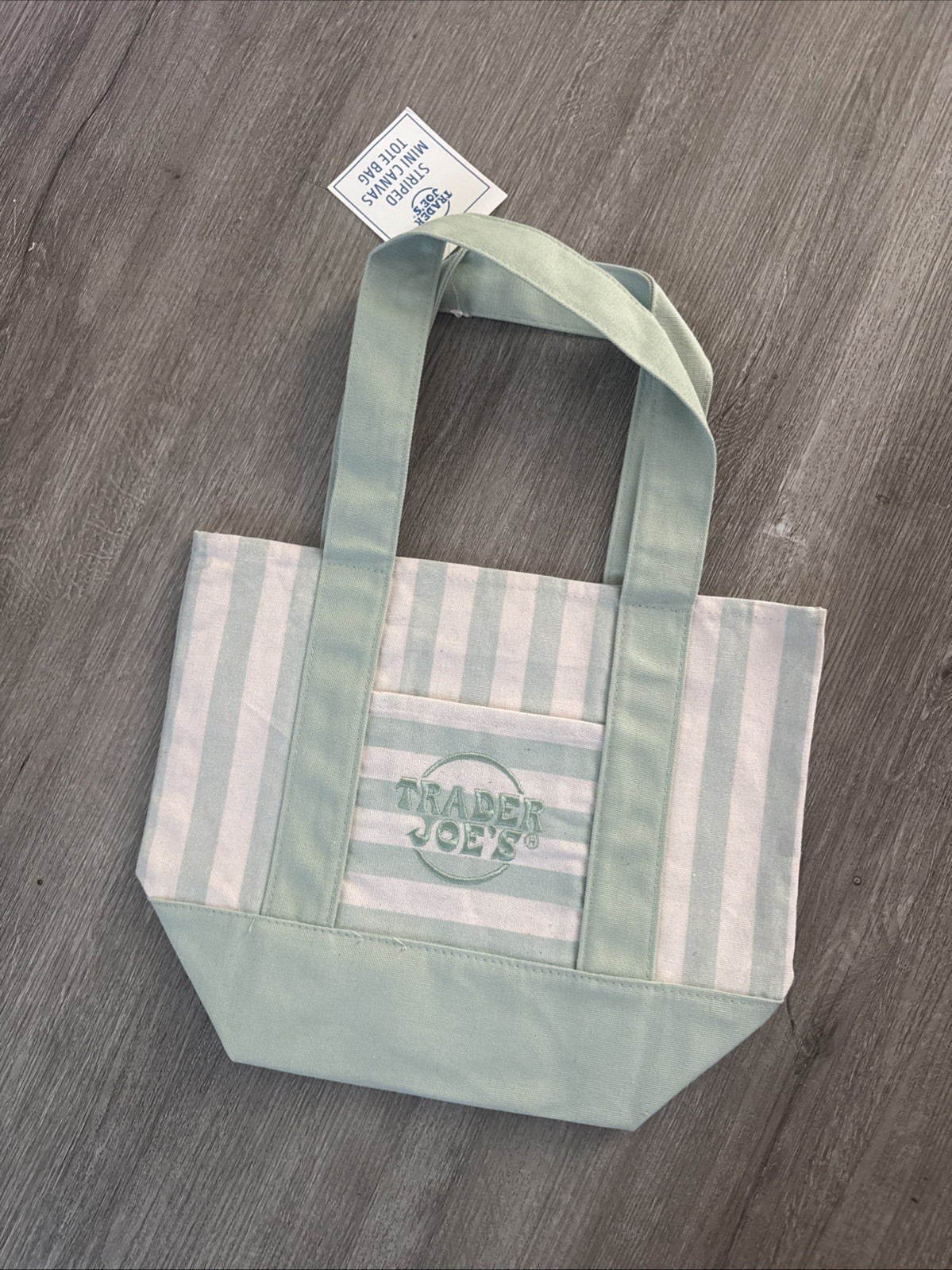 TRADER JOE’S MINI PASTEL STRIPE CANVAS TOTE BAGS PINK BLUE GREEN BEIGE. Limited!