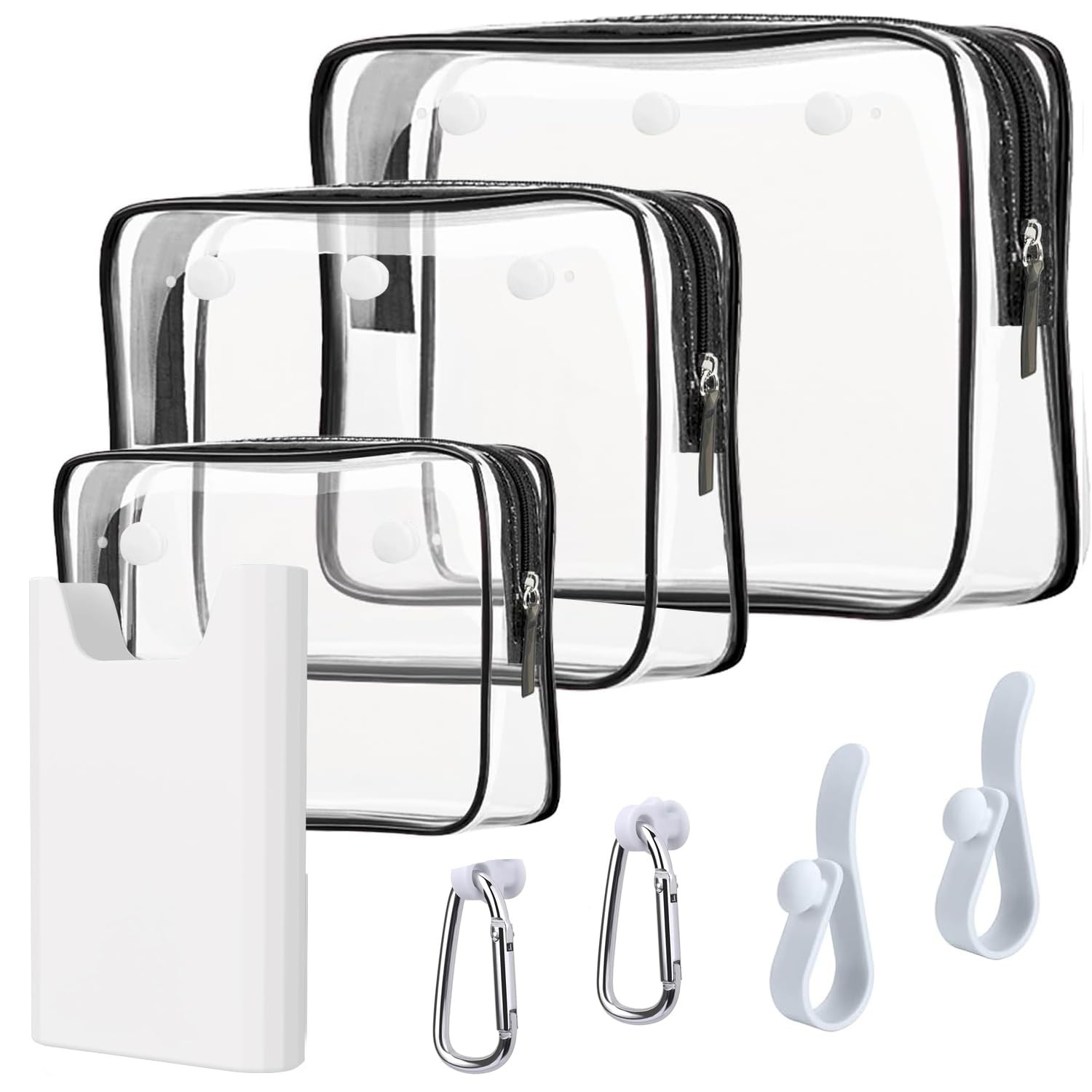 3 Pcs Clear Bogg Beach Tote Bag with 4 11*8.3*2.8 inches, Black set of 4