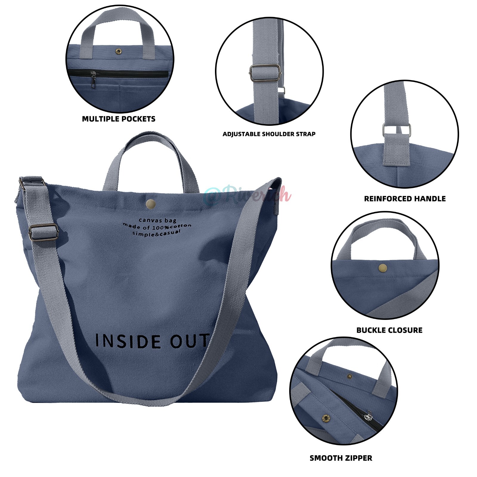 RIVERICH Tote Bag for Women, Large Canvas Bag Women Gift, Fashion Crossbody Bag