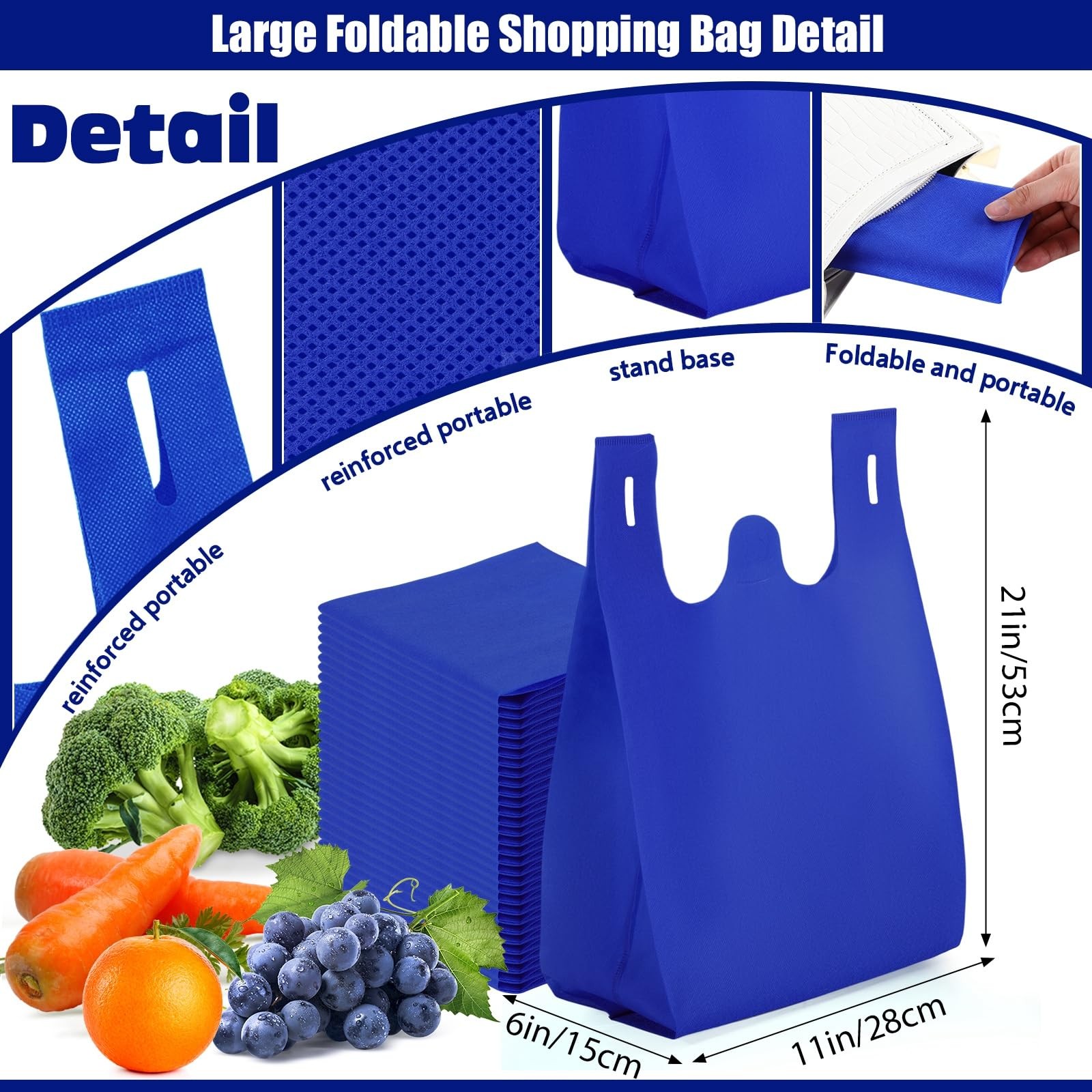 Large Grocery T-shirt Bags Bulk Reusable Non Woven Shopping Bag Foldable Gift…