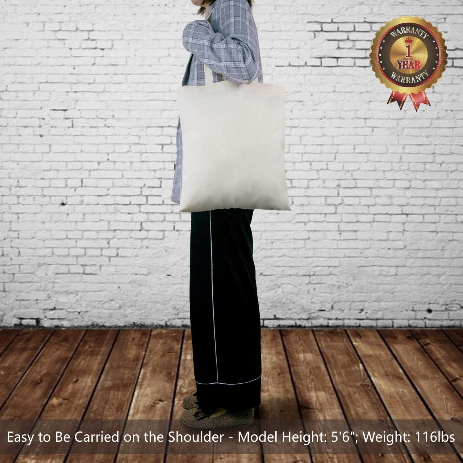 192-Pack Economical 16″X15″ Cotton Tote Bags, Lightweight Medium Reusable Grocer