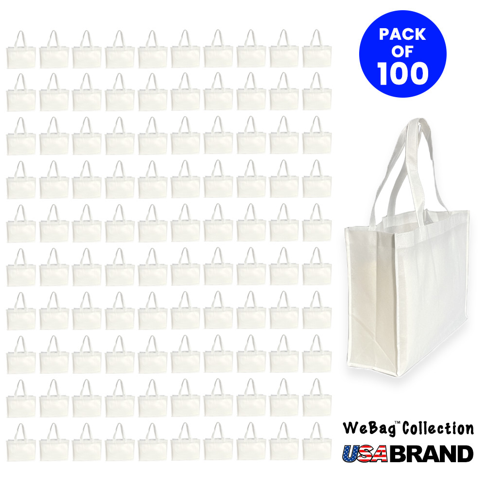 Shopping Bags Tote Bags Reusable Gift Promo Bag Large Wholesale 100 Pcs White