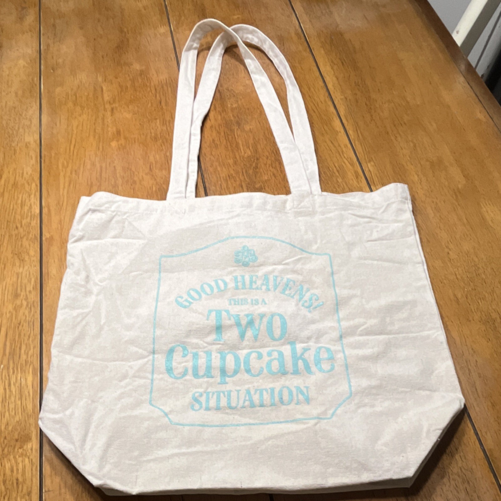 Magnolia Bakery Reusable Shopping Bag Set White Blue Text Pattern