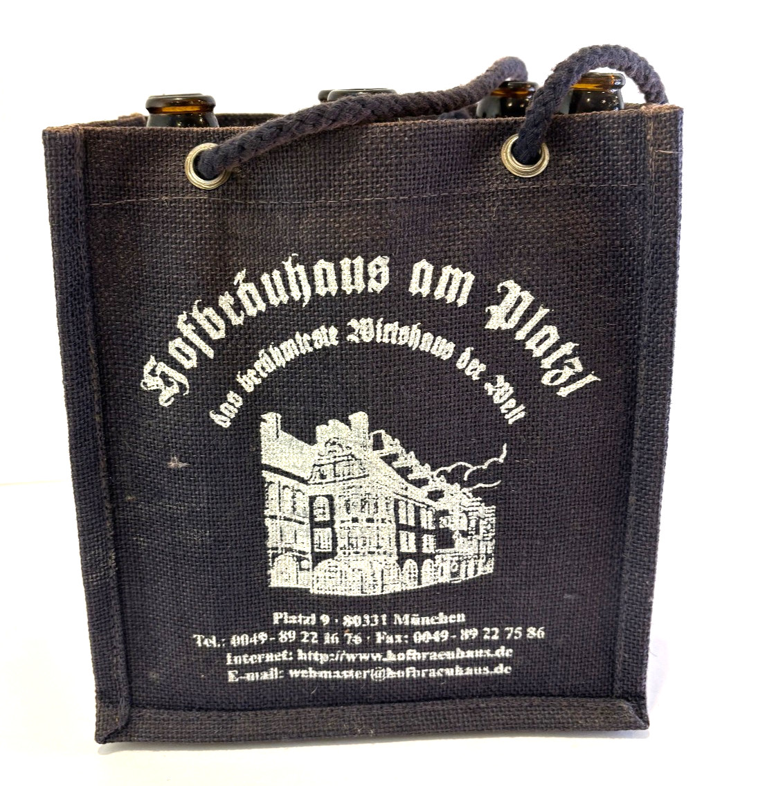 VTG Hofbrauhaus Munchen Germany Burlap 6 Pack Tote Bag