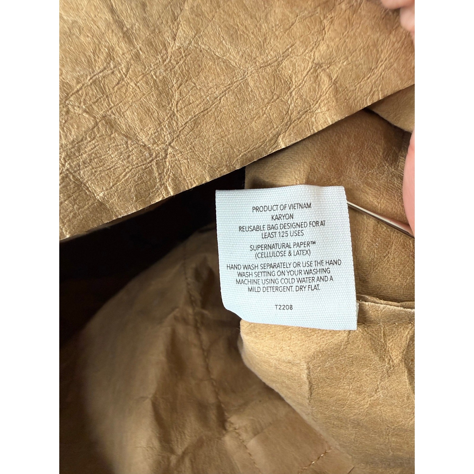 Trader Joes Large Washable Paper Tote Reusable Grocery Shopping Bag Handles FLAW
