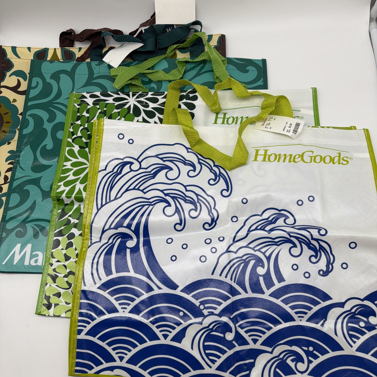 Homegoods Marshall’s Reusable Bags X4 Green Theme 17”x 19”