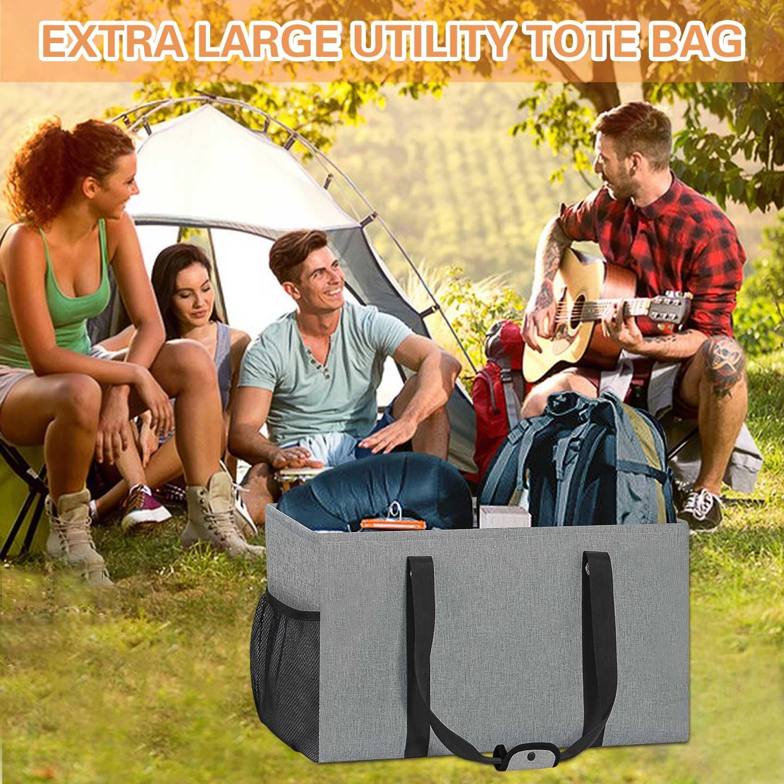Standing Extra Large Utility Tote Bag With Metal Wire Frame Large Structured Tot