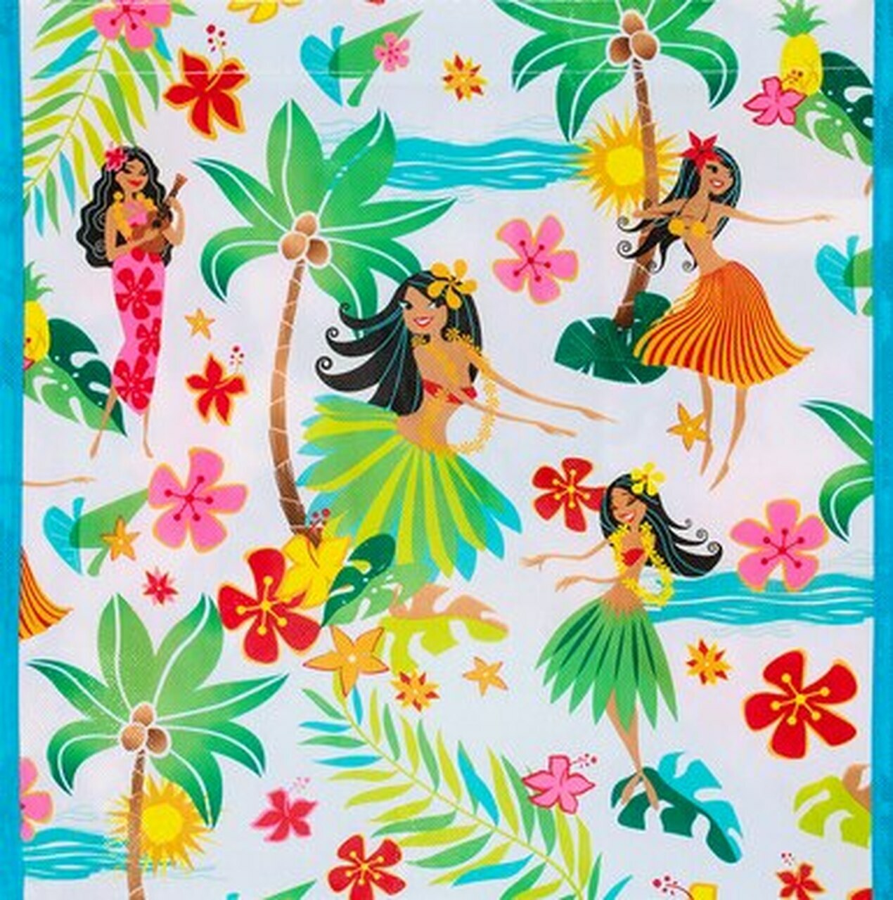 HAWAIIAN HULA GIRLS REUSABLE SHOPPING BAG BEACH BAG / BEACH TOTE