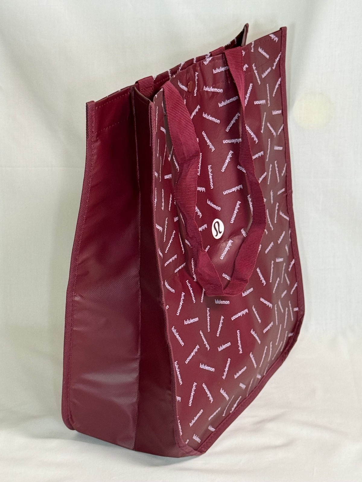 Lululemon Large Reusable Shopping Tote Bag w/ Nylon Handle – Burgundy – New