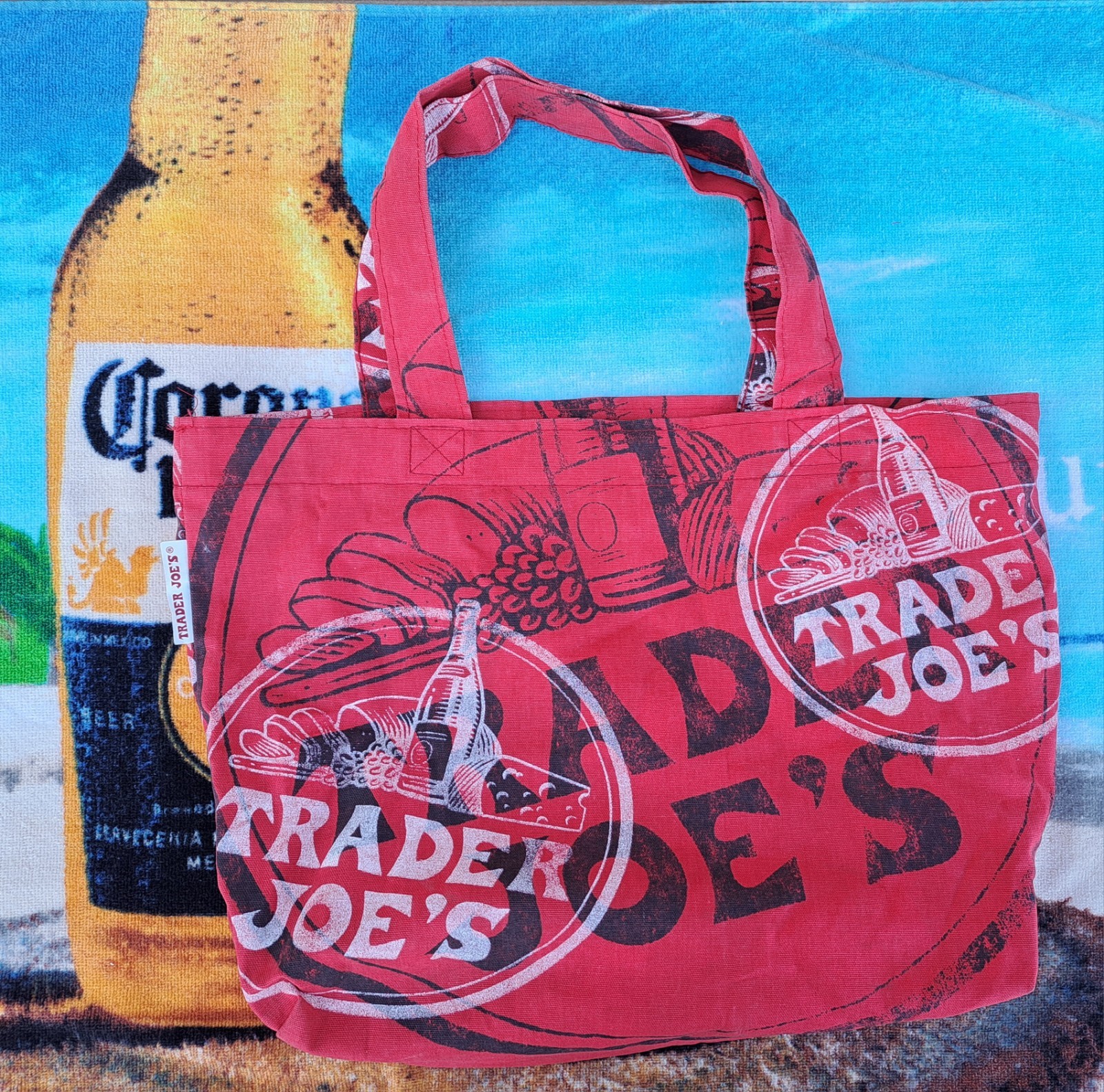 Trader Joe’s MADE IN USA Red Canvas Cheese And Bread Tote Bag BIN88