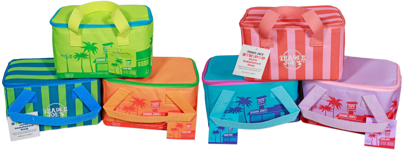 Lot of 6 Trader Joe’s Mini Insulated Tote Summer Collection Blue & Green 2026
