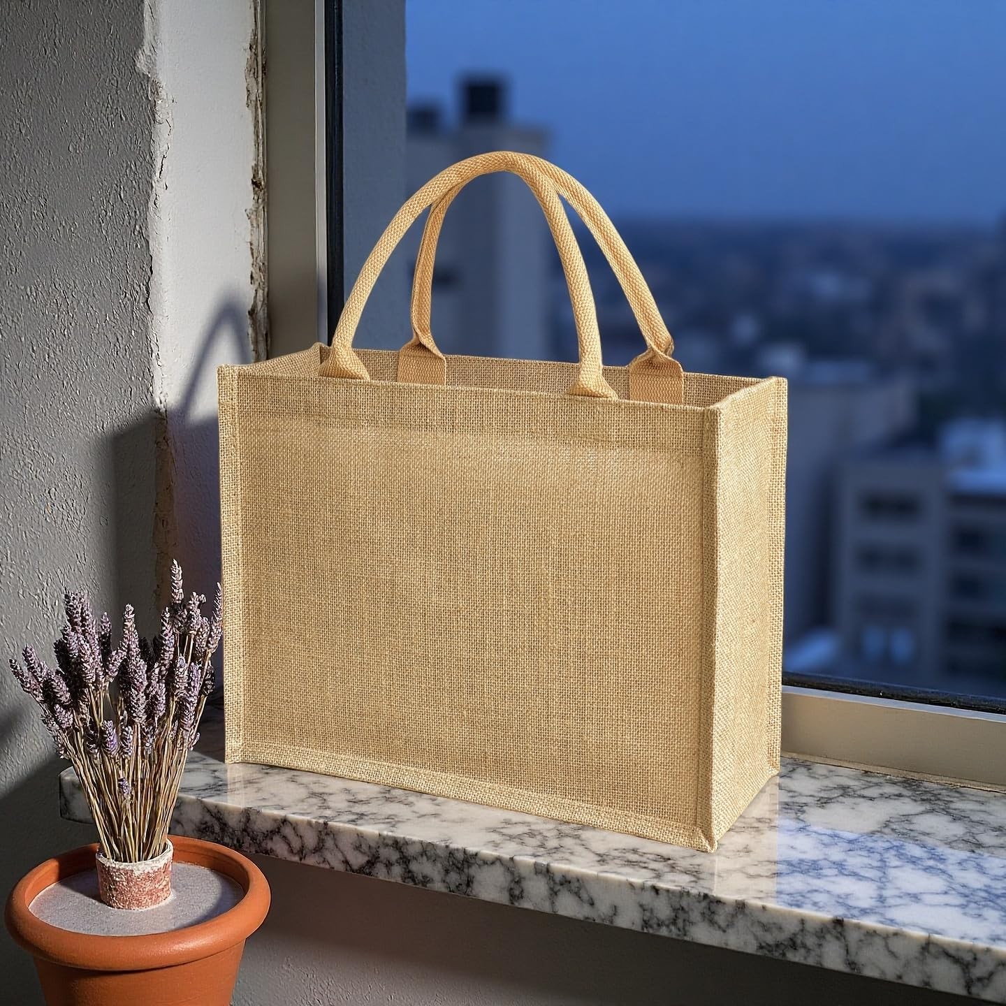 GOQAGA 6 PCS burlap tote bags Reusable DIY Jute Handbags Gift Shopping bag Mu…