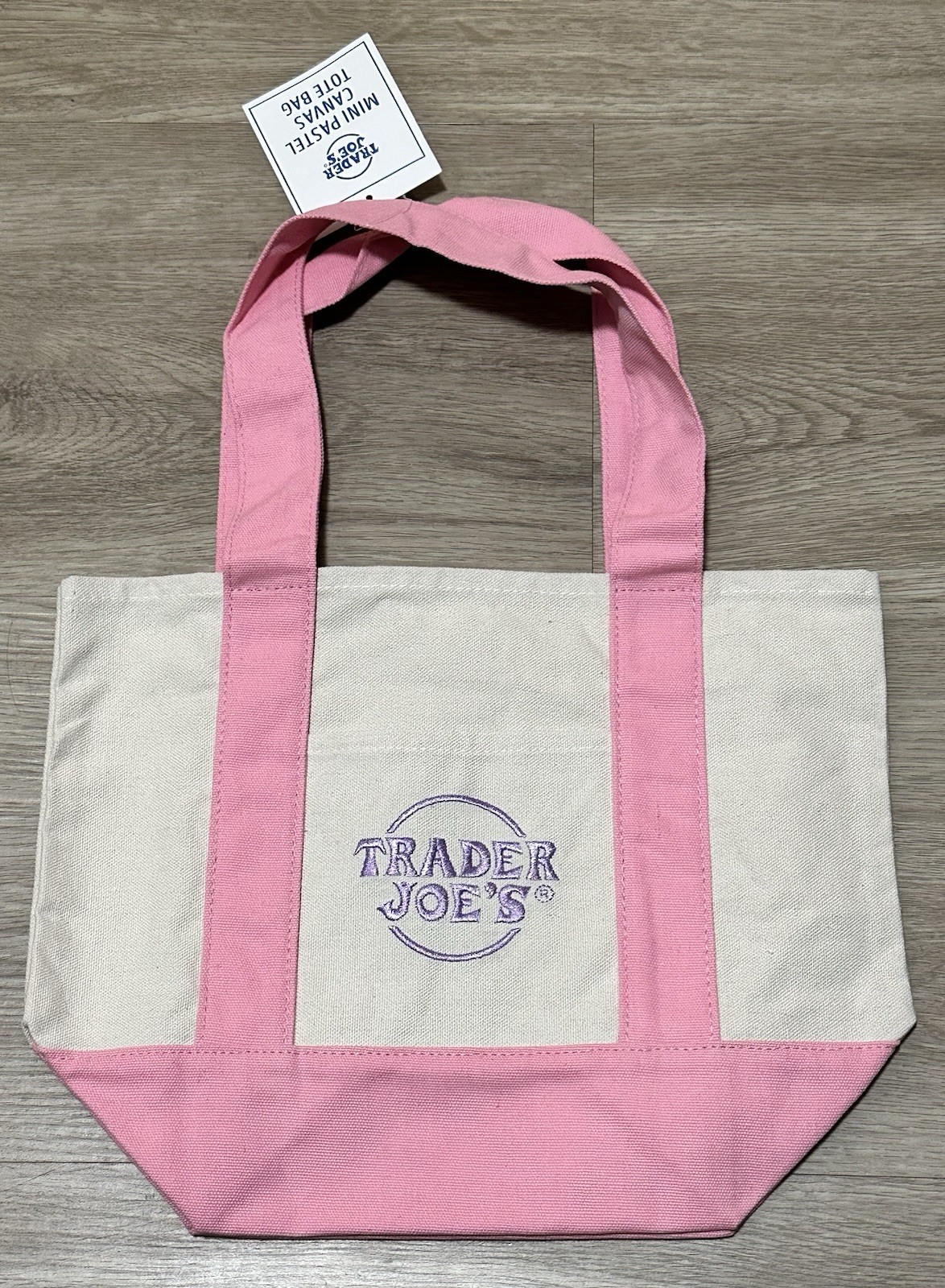 Trader Joe NWT Limited Edition Embroidered MINI CANVAS TOTE BAG 2024 💚