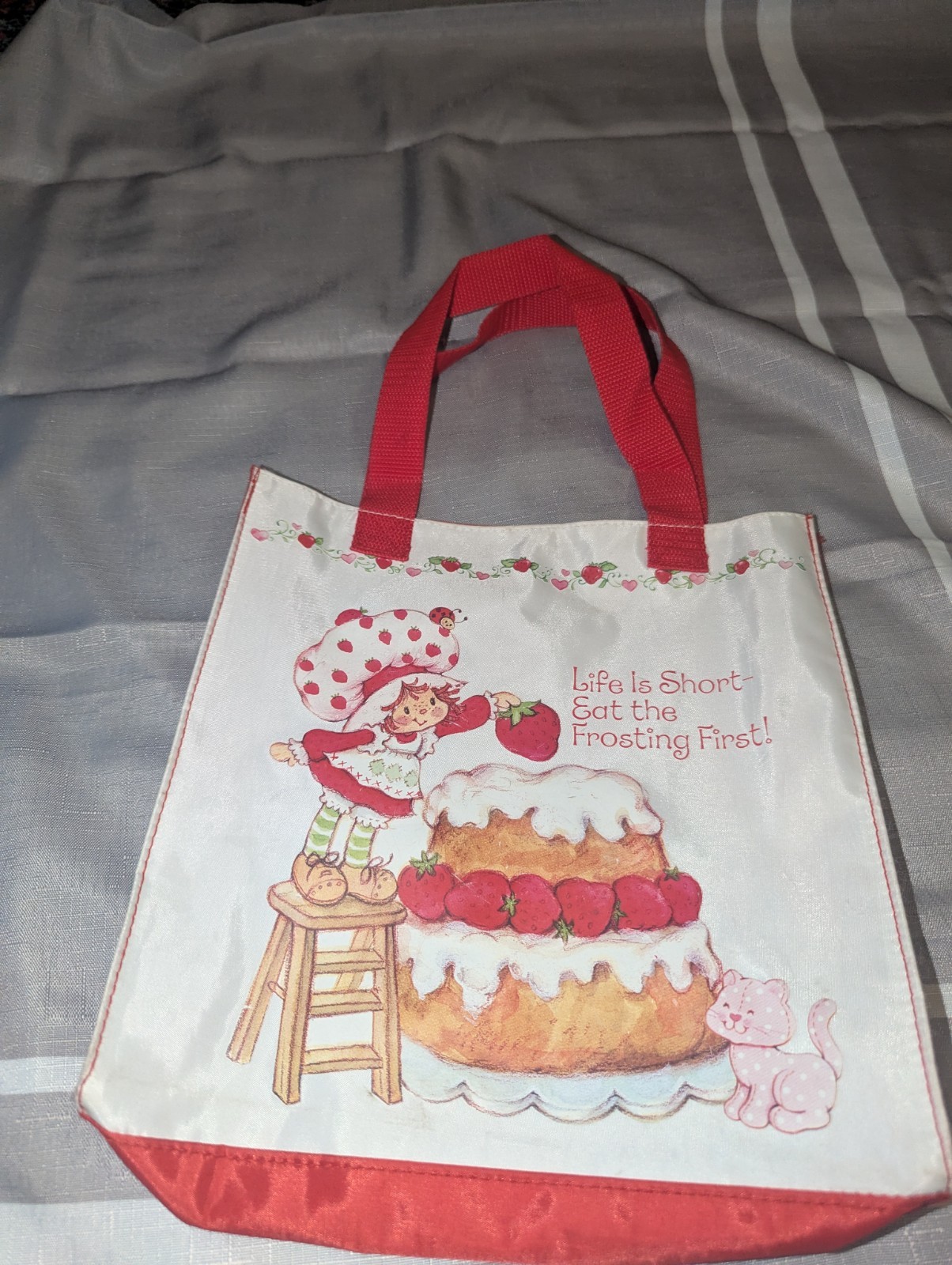 Strawberry Shortcake Reusable Shopping Bag Foldable Red Character Print PVC