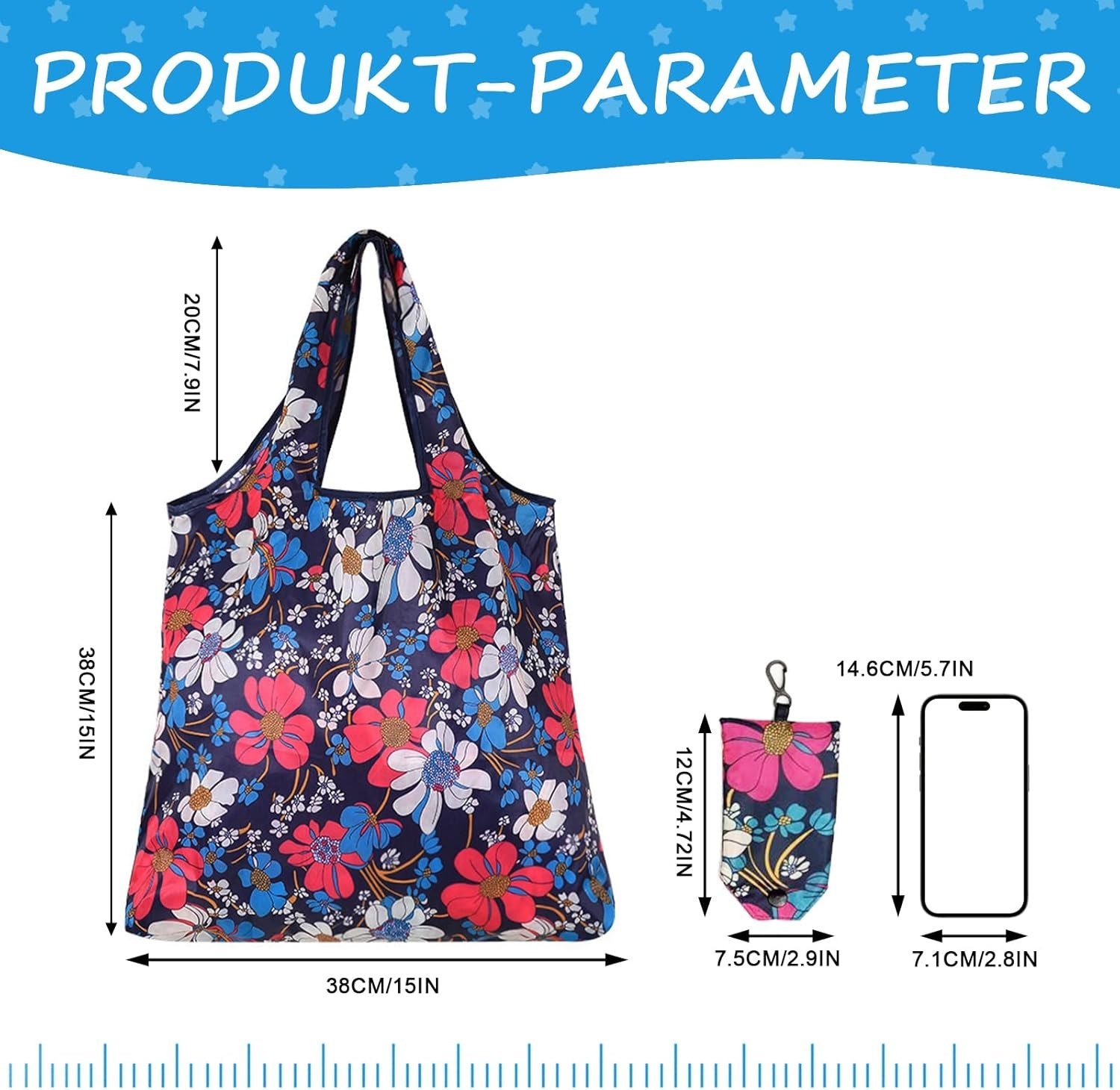 6 Pcs Reusable Shopping Bags Foldable,Grocery Bags in Pocket,Waterproof and M…