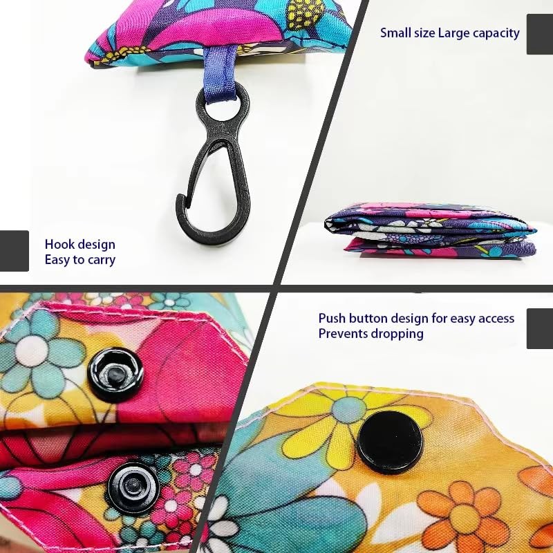 6 Pcs Reusable Shopping Bags Foldable Grocery Bags In Pocket Ecofriendly Travel
