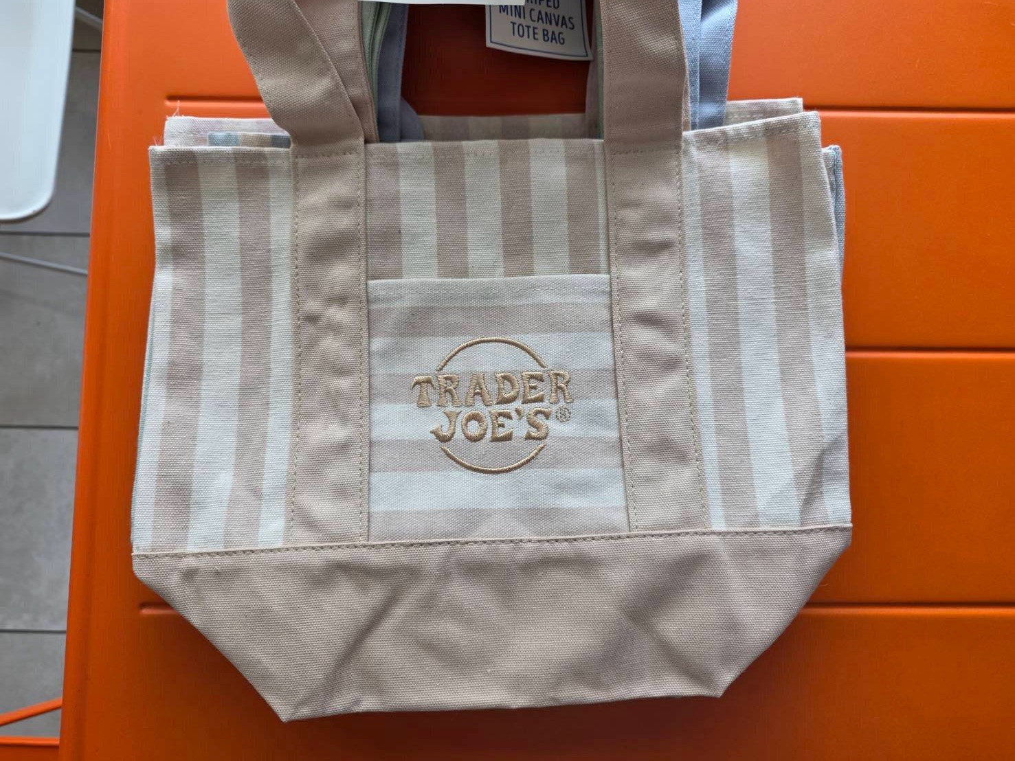 Trader Joe’s Striped Mini Canvas Tote Bag Lot 4 Multicolor 13x11x6 Small