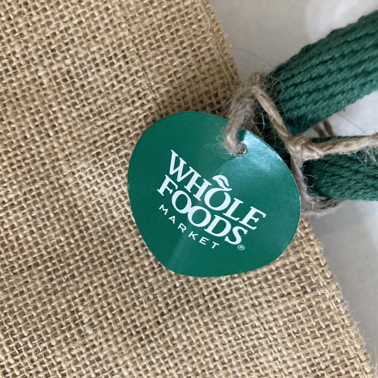 Whole Foods Market London Jute Tote Bag Brown Green New Logo Reusable UK New