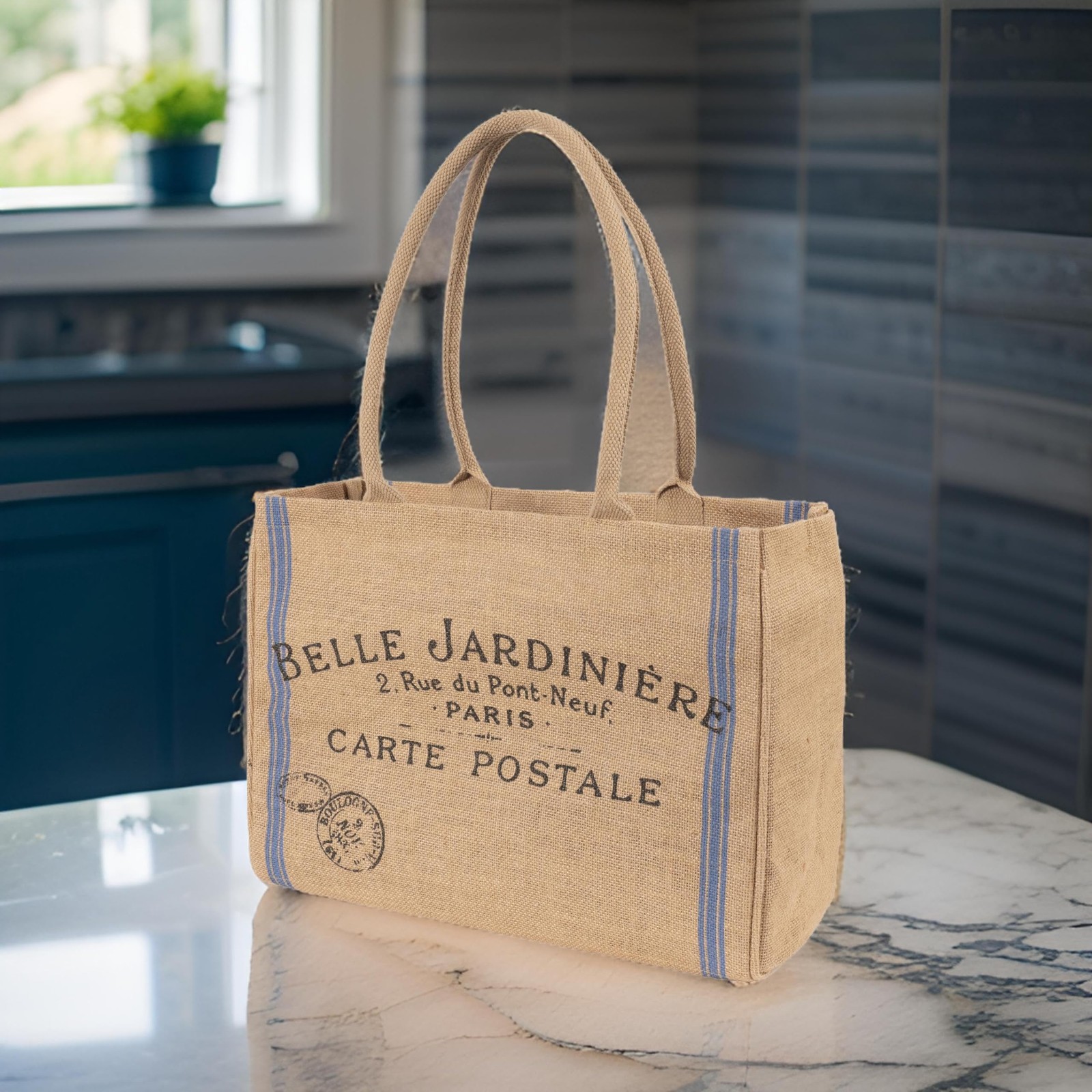 Jute Market Tote Bag with Handles (Bell Jardinere)