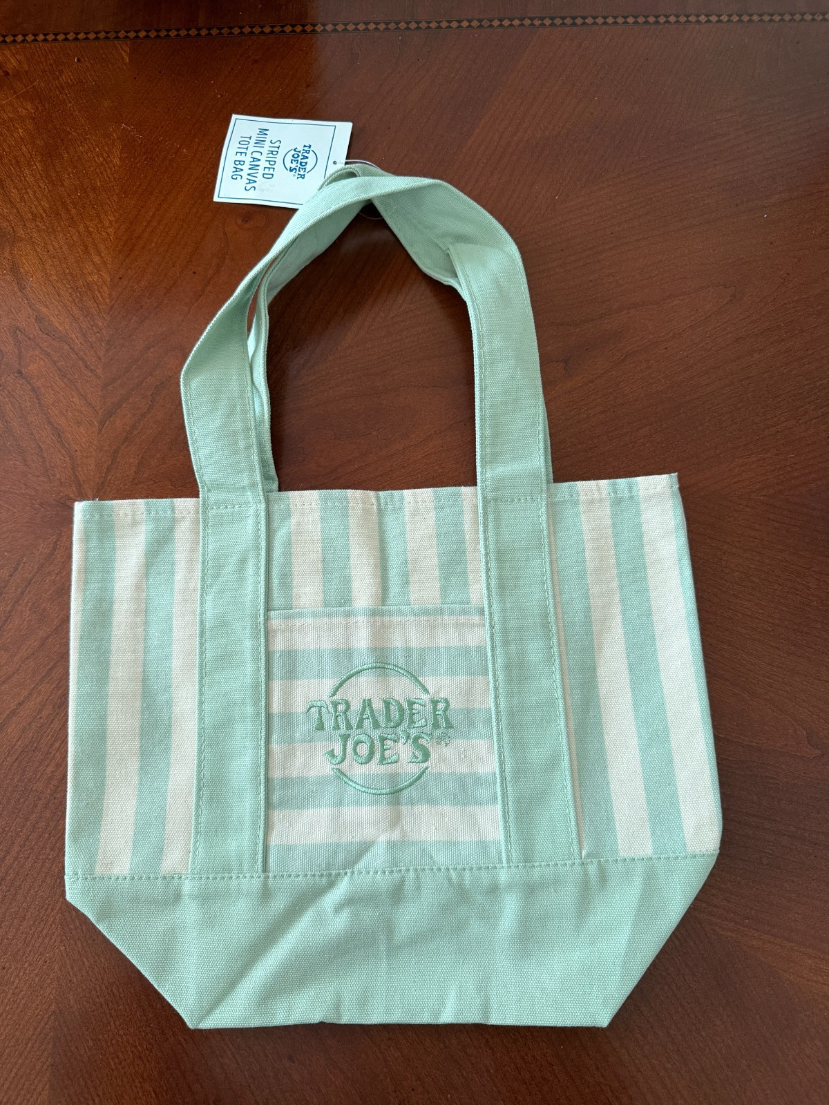 Trader Joe’s Mini Canvas Striped Tote Bag Set Of 4 Pink Blue Green Tan New