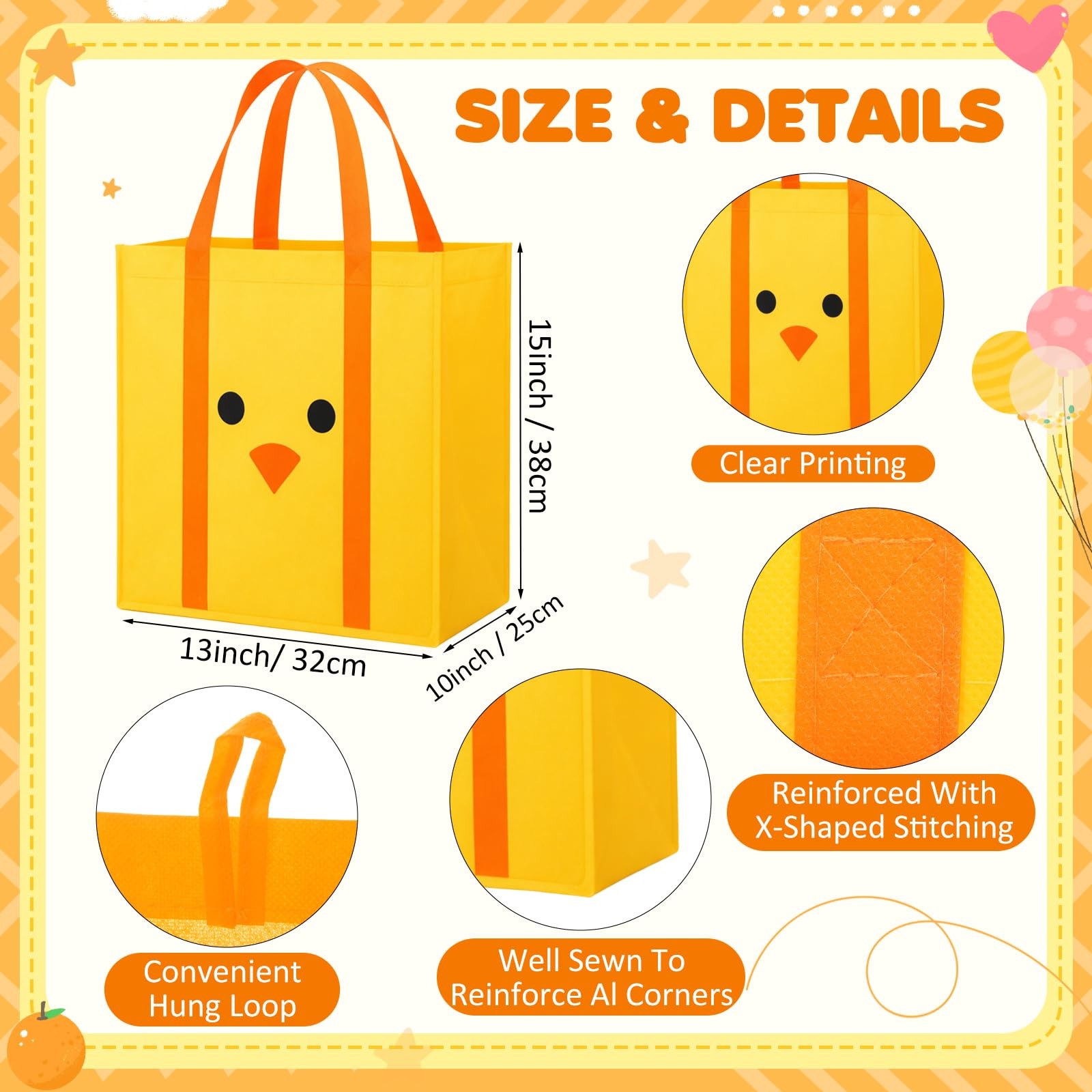 6 PCS Large Non Woven Reusable Grocery Shopping Tote Bag Plastic Bottom